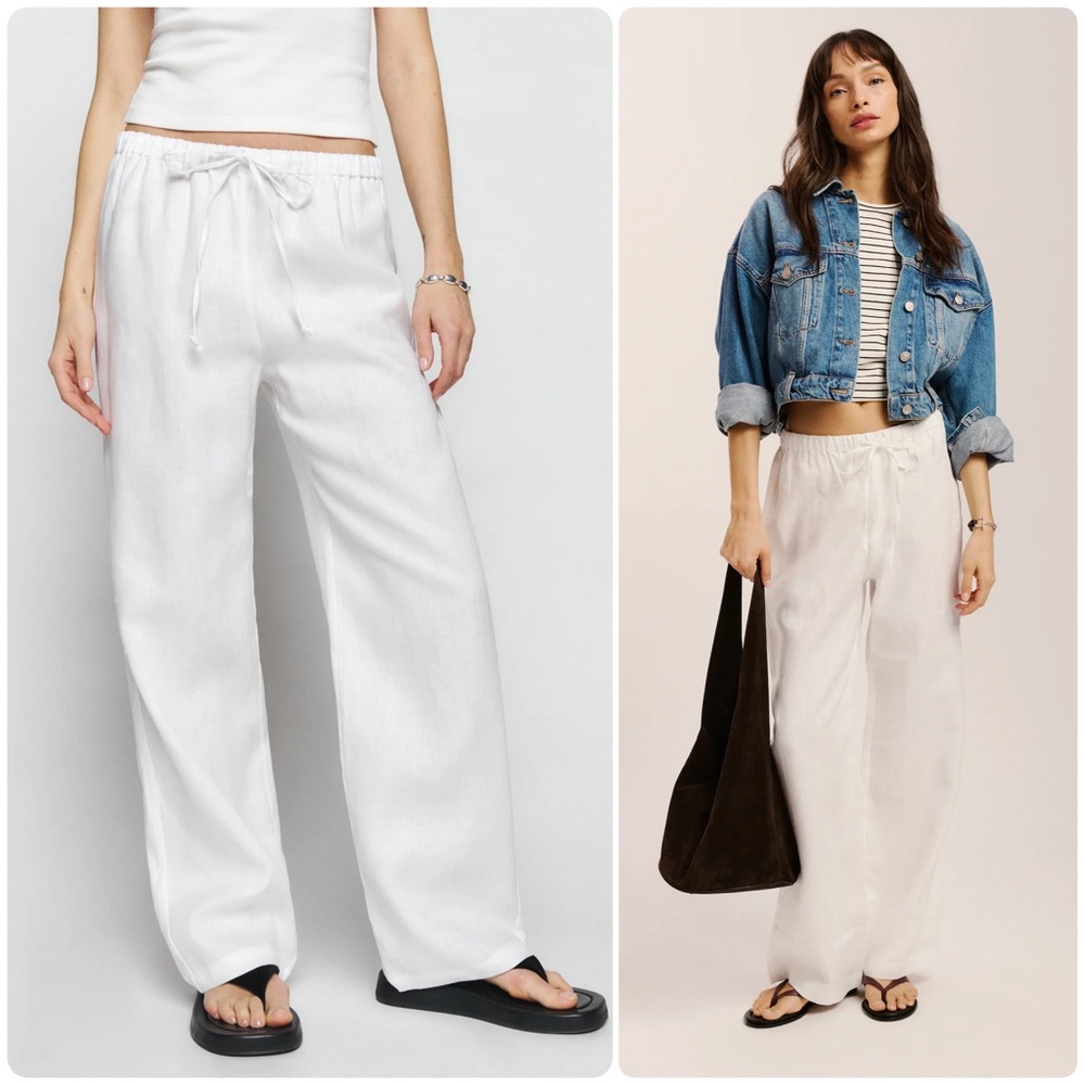 Reformation Olina Linen Pants Size Petite Small